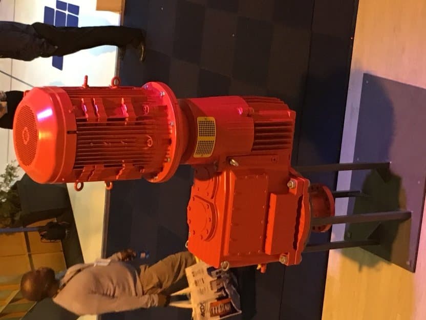 A motor and gear unit mounted on its drive